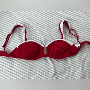 Cupshe red and white underwear bikini top